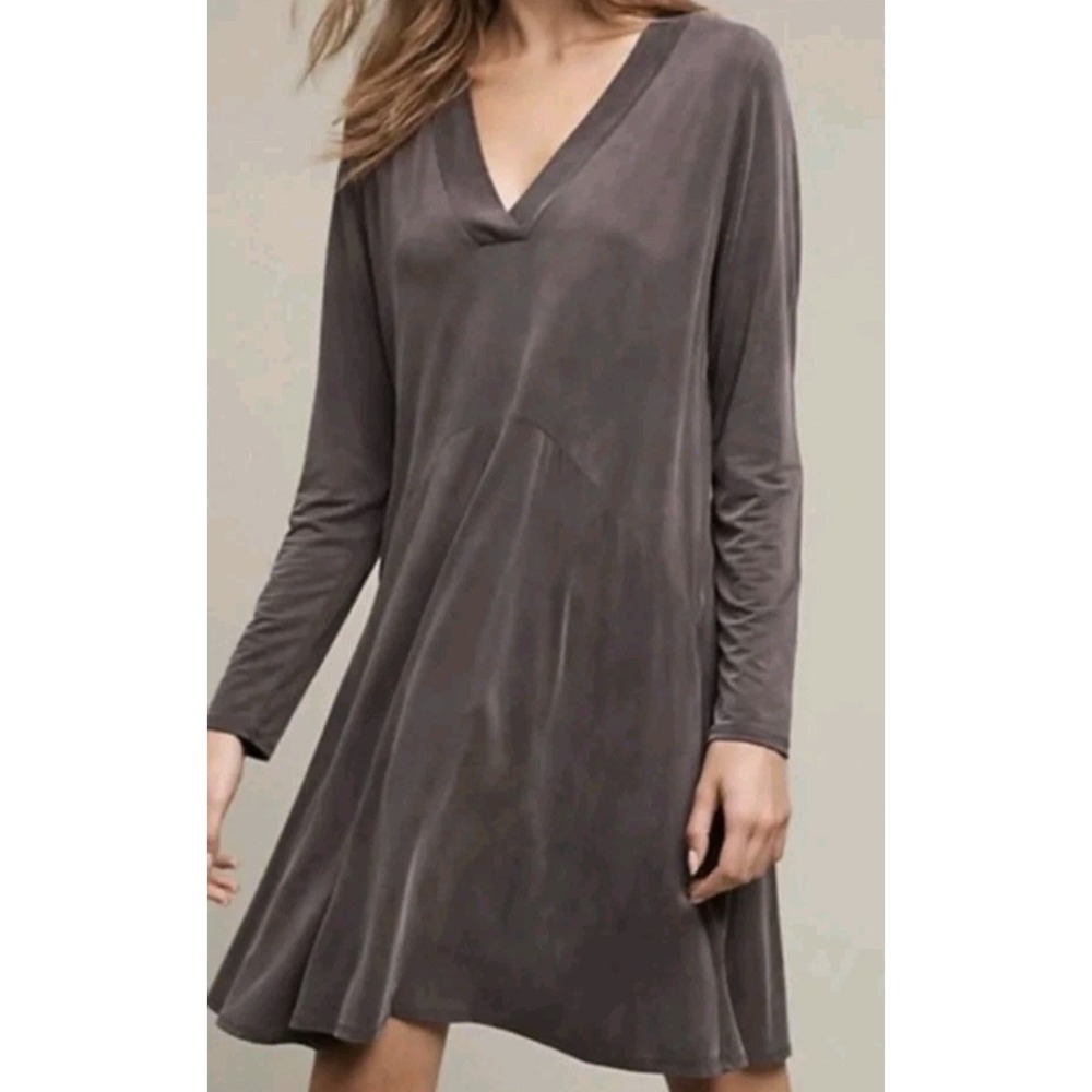 Anthropologie Dolan Left Coast Toute Grey Long Sleeve Swing Dress Woman PXS Boho